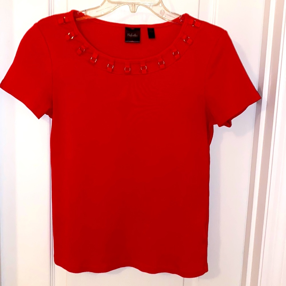 Rafaella Red Size Small Top Shirt Detailed Neck line. Worn Once EUC ❤️